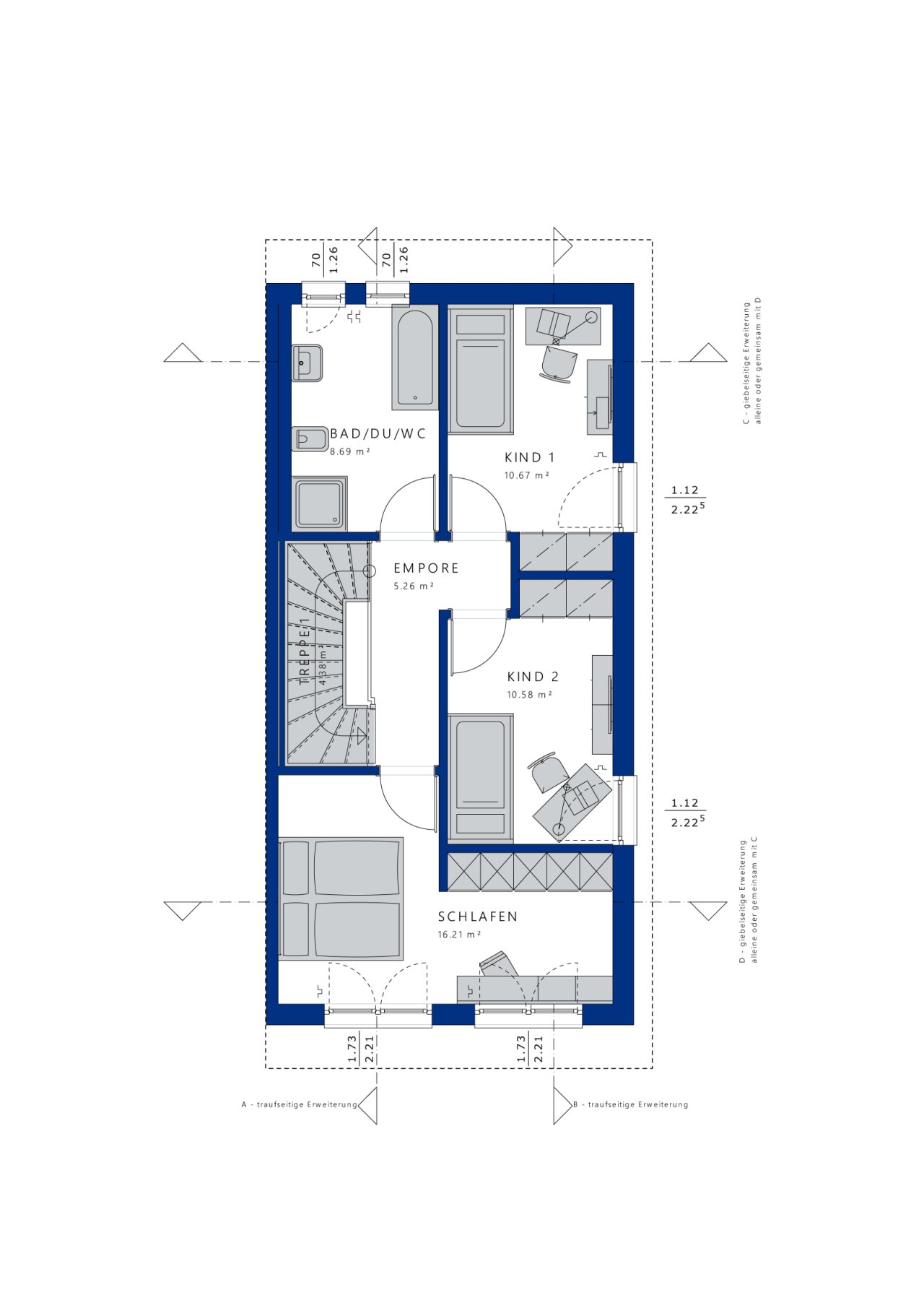 Beispielgrundriss Reihenendhaus Erdgeschoss